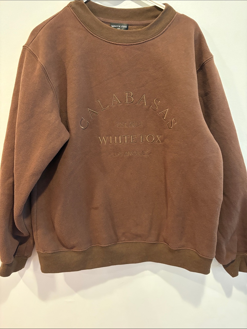 White Fox Boutique Brown Calabasas Embroidered Sweatshirt